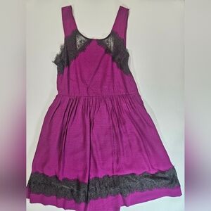Free People Dress‎ Womens Size 4 Fuscia Black Lace Accent Sleeveless Fairy
